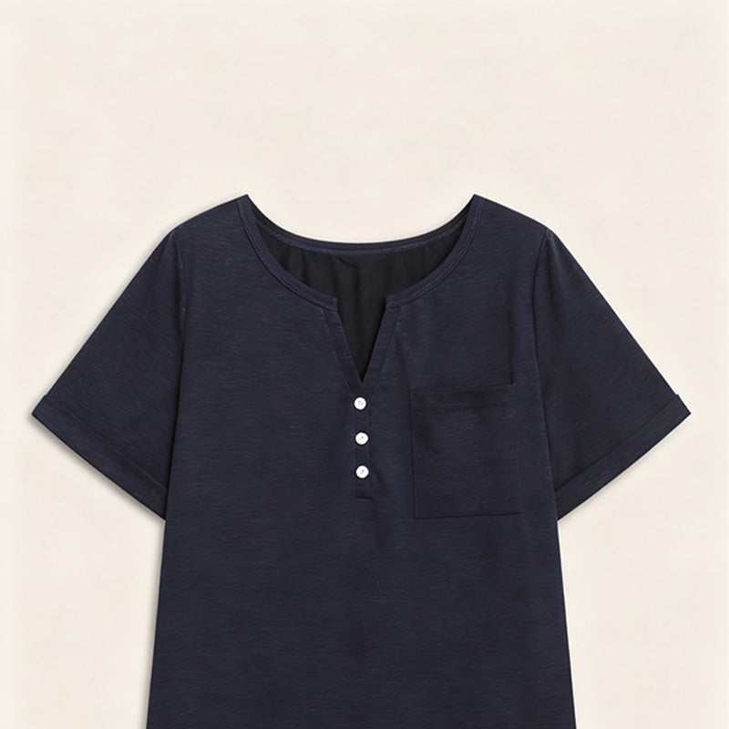 Damen Casual Kurzarm-Shirt in großen Größen – Eleganter V-Ausschnitt, lockere Passform