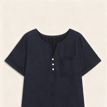 Damen Casual Kurzarm-Shirt in großen Größen – Eleganter V-Ausschnitt, lockere Passform