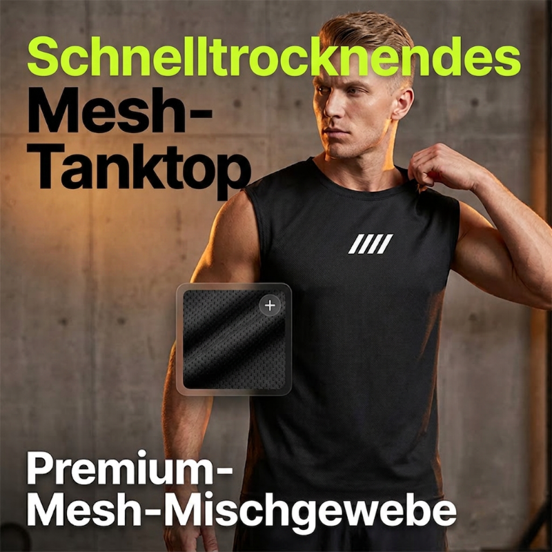 🏋️ Atmungsaktives Mesh-Tanktop für Herren – ärmelloses Muskelshirt mit 360°-Bewegungsfreiheit – ideal für Fitness, Sport & Alltag