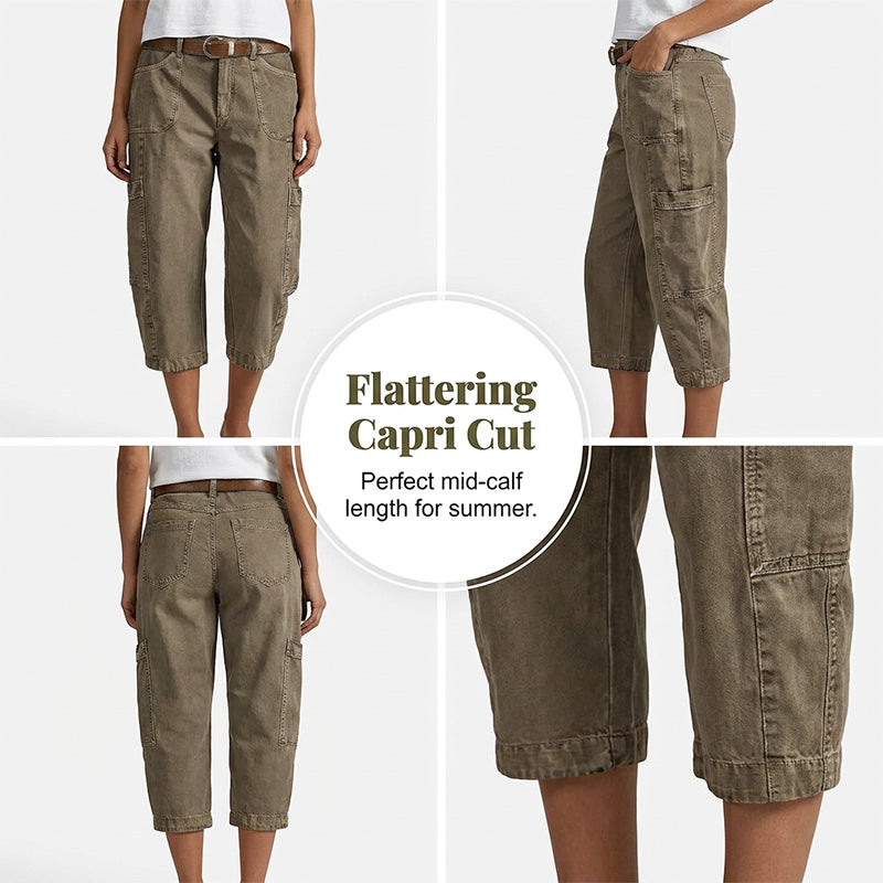 👖Lässige Cargo-Caprihosen für Damen – bequeme 3/4-Hosen mit vielen Taschen, perfekt für Alltag, Reisen & Sommer ☀️