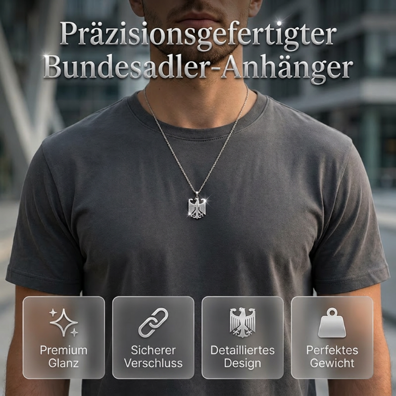 🦅🇩🇪 Halskette mit Bundesadler-Emblem – 60% RABATT! Trage deine Verbundenheit mit Stolz – edles Design, hochwertig verarbeitet. 🔥✨