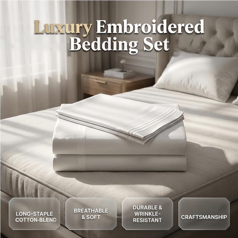 🛏️ JETZT 50% SPAREN! ✨ Luxus Besticktes Europäisches Bettwäsche-Set – Weiches Gewebe & elegantes Design – Verleiht jedem Schlafzimmer eine edle Note – Bequem und atmungsaktiv 🌙🌸