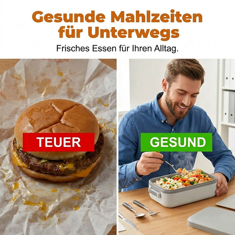 🍱🔥 50% RABATT – JETZT HALBER PREIS! Tragbare elektrische Lunchbox mit Selbstheizung – Warmes Essen überall – Perfekt für Büro, Baustelle & Reisen 🔋✨