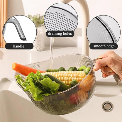 🍚💧 Reisspüle mit integriertem Abtropfsieb – rutschfester Boden, stabiler Griff & feine Löcher für perfekte Wasserabfuhr, ideal für Hülsenfrüchte, Obst & Gemüse