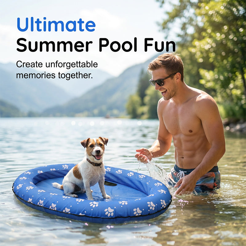 🐾 Aufblasbares Haustier-Poolfloß – Stichfest, faltbar & perfekt für Hunde im Sommer