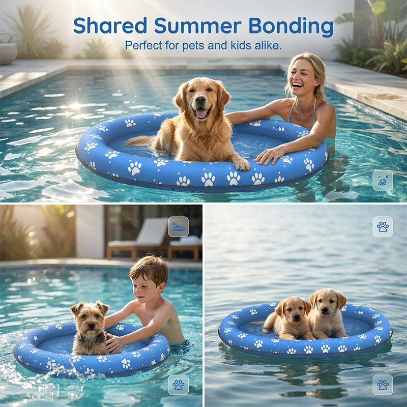 🐾 Aufblasbares Haustier-Poolfloß – Stichfest, faltbar & perfekt für Hunde im Sommer