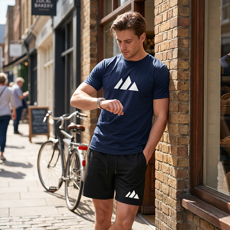 🔥Solange der Vorrat reicht 40 % Rabatt!🎉Herren Kurzarm-T-Shirt & Shorts-Set mit Kordelzug
