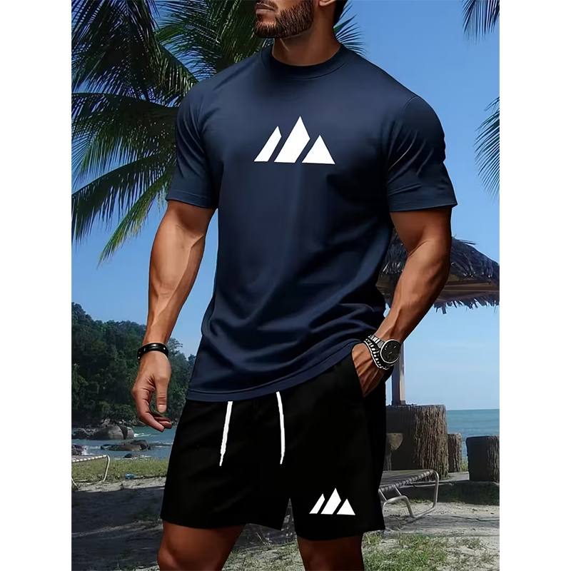 🔥Solange der Vorrat reicht 40 % Rabatt!🎉Herren Kurzarm-T-Shirt & Shorts-Set mit Kordelzug
