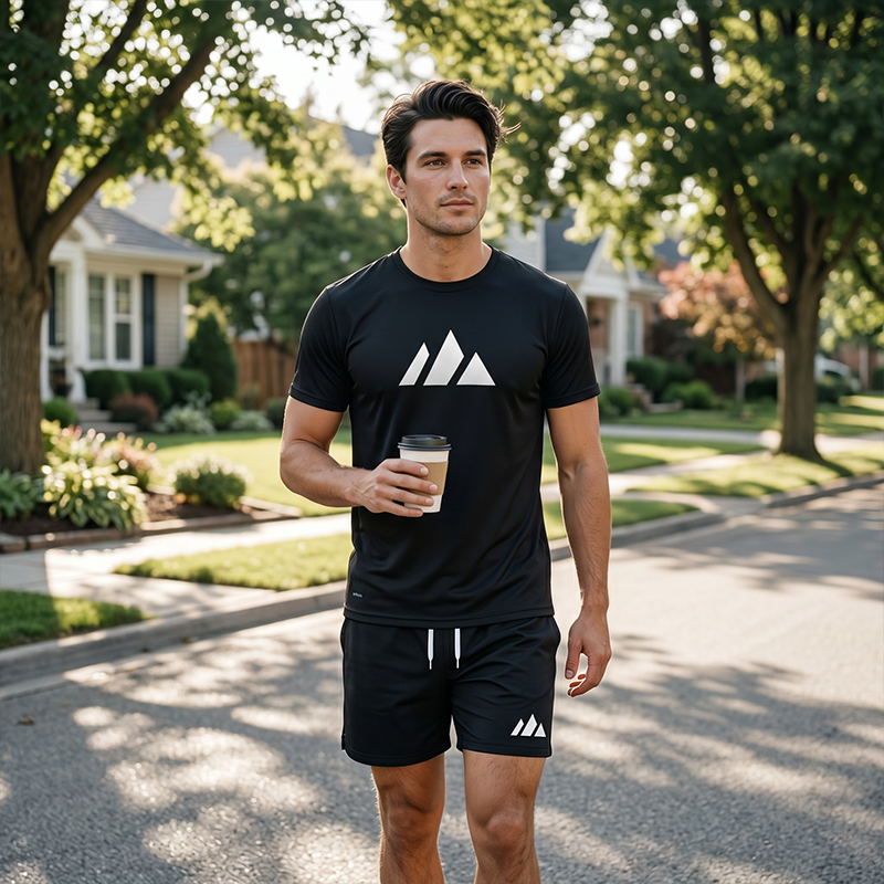 🔥Solange der Vorrat reicht 40 % Rabatt!🎉Herren Kurzarm-T-Shirt & Shorts-Set mit Kordelzug