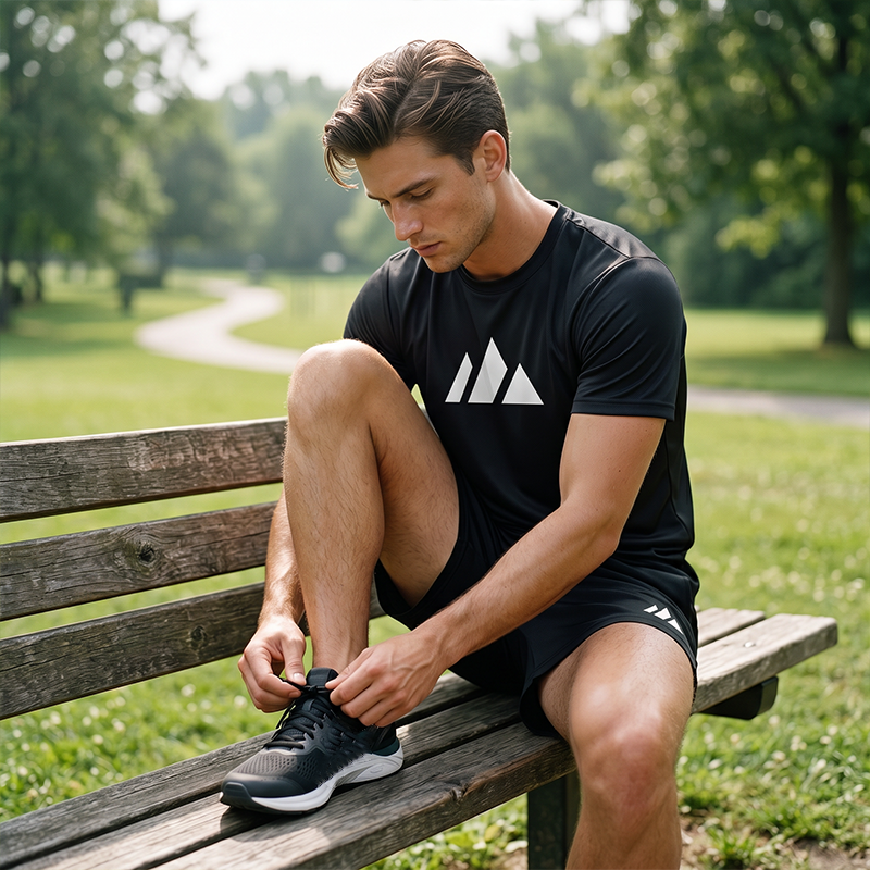 🔥Solange der Vorrat reicht 40 % Rabatt!🎉Herren Kurzarm-T-Shirt & Shorts-Set mit Kordelzug