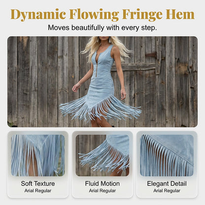 Retro Western Fransen Ärmelloses Slim-Kleid