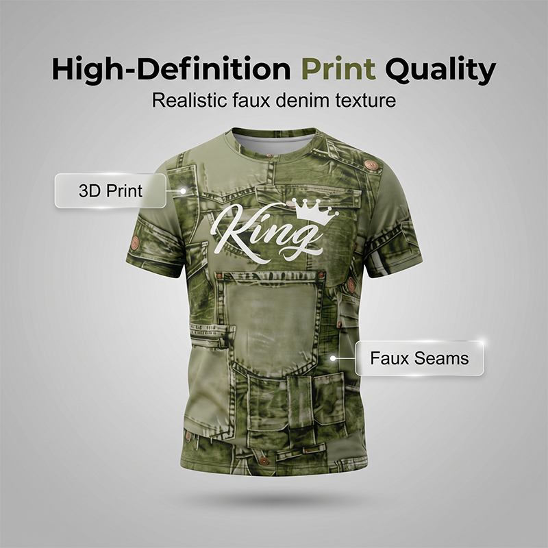 🔥Solange der Vorrat reicht 40 % Rabatt!🎉Herren Lässiges Kunstdenim-Print T-Shirt & Shorts Set