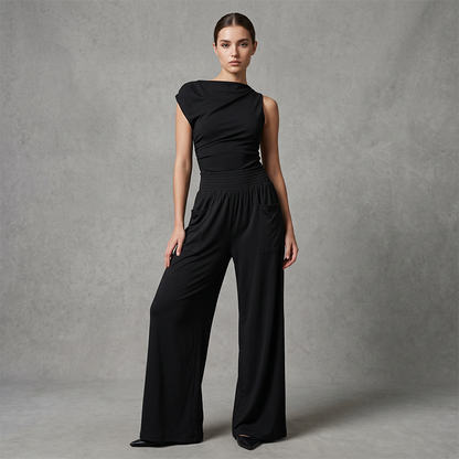 👖 Damen Freizeithose mit Elastischem Bund 🌿 Hohe Taille, Lockere Passform & Taschen