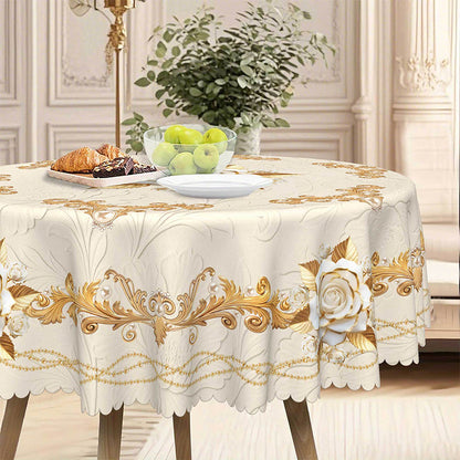 🛍️ 50 % Rabatt – Elegantes Tischdecken-Set mit Rose & goldgeprägtem Muster – wasserdicht, ölbeständig & stilvoll – ideal für Esstisch, Couchtisch & Wohnzimmer 🌹