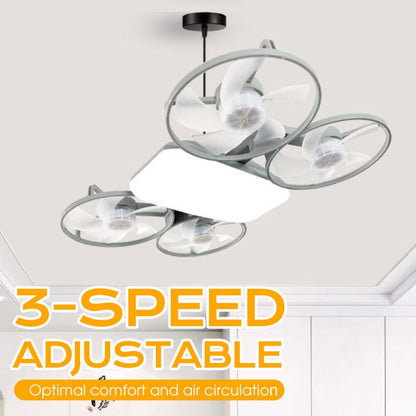 💡🌀 50% RABATT! 3-stufige E27 Drohnen-Deckenventilator-Leuchte mit Fernbedienung