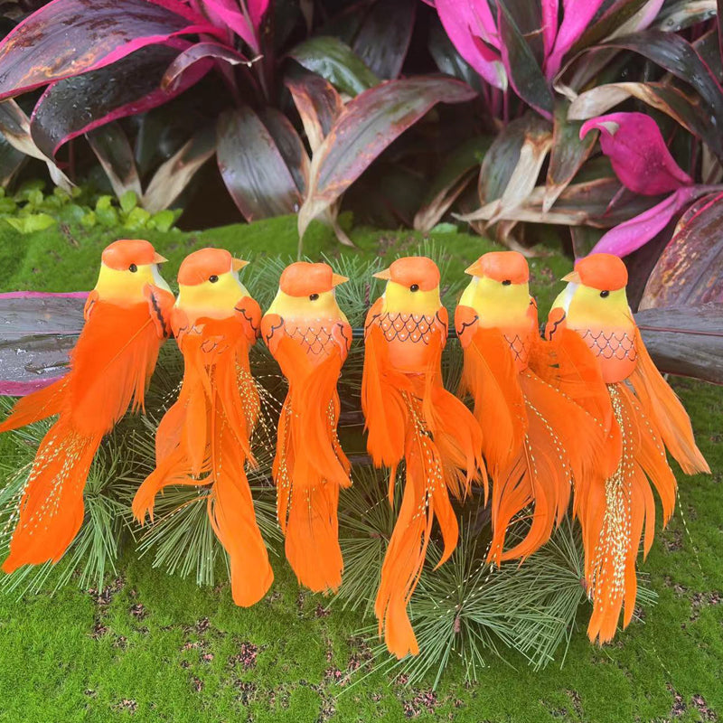 12 Stück künstliche Vögel mit Federn und Klammern