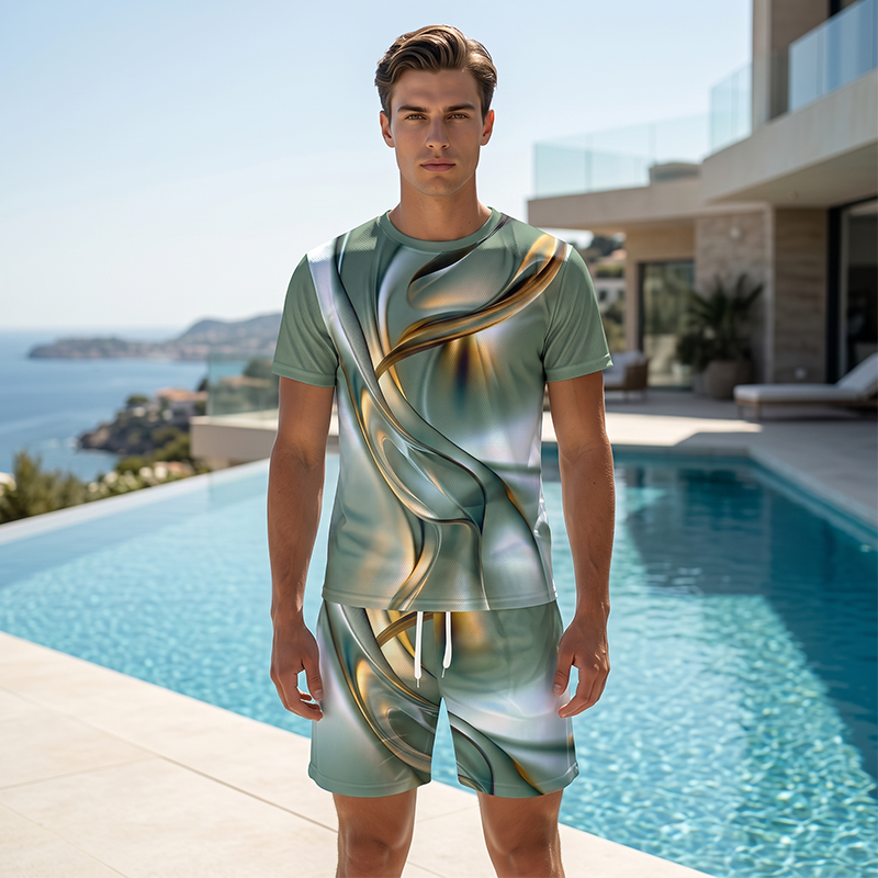 🔥Solange der Vorrat reicht 40 % Rabatt!🎉Herren Lässiges Grafik T-Shirt und Shorts Set