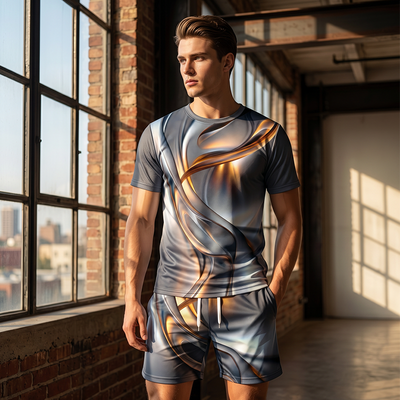 🔥Solange der Vorrat reicht 40 % Rabatt!🎉Herren Lässiges Grafik T-Shirt und Shorts Set