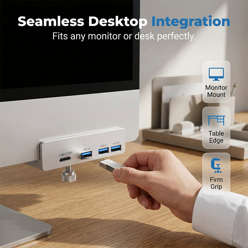 💥Begrenzte Zeit 50% Rabatt! 🖥️Schluss mit Kabelchaos! Klemm-USB-3.0-Hub aus Aluminiumlegierung – 4-Port-Dockingstation
