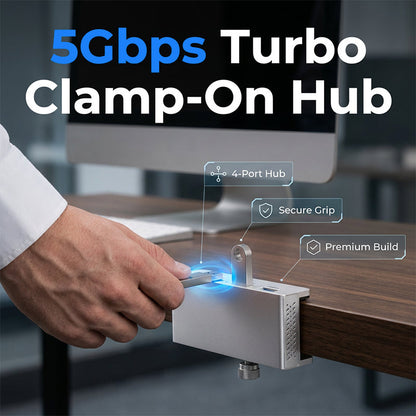 💥Begrenzte Zeit 50% Rabatt! 🖥️Schluss mit Kabelchaos! Klemm-USB-3.0-Hub aus Aluminiumlegierung – 4-Port-Dockingstation