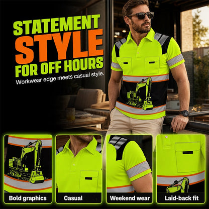 🚜 Herren Bagger-Grafik T-Shirt – Lässig & Robust ☀️