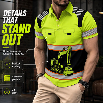 🚜 Herren Bagger-Grafik T-Shirt – Lässig & Robust ☀️