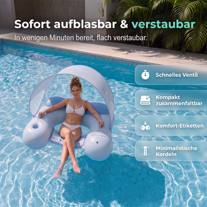 🔥Solange der Vorrat reicht 40 % Rabatt!🎉Aufblasbare Pool-Liege mit abnehmbarem Sonnendach