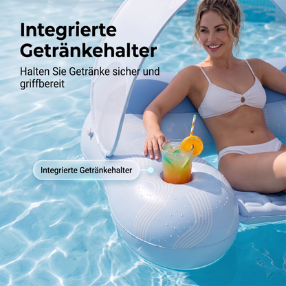 🔥Solange der Vorrat reicht 40 % Rabatt!🎉Aufblasbare Pool-Liege mit abnehmbarem Sonnendach