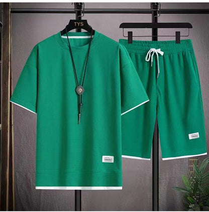 🔥Solange der Vorrat reicht 40 % Rabatt!🎉Herren 2-teiliges Set aus Waffelstoff: Kurzarm-T-Shirt & Shorts