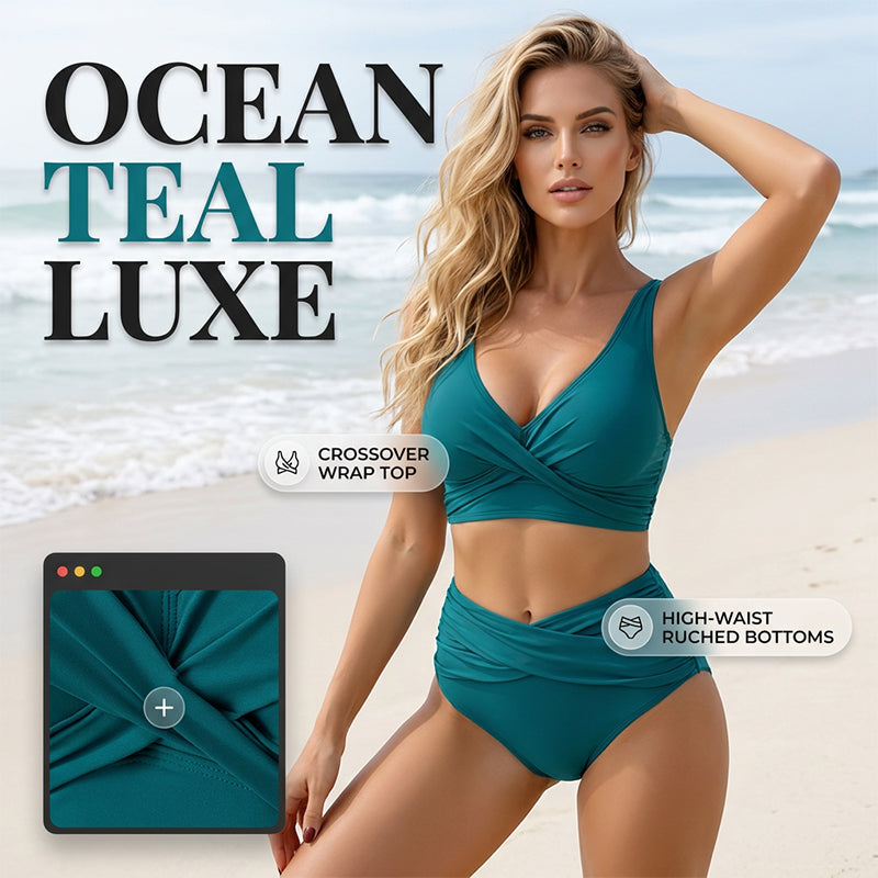 🌸BEGRENZTE ZEIT 50% RABATT!⏰ Damen Hochgeschnittenes Gerafftes Bikini-Set