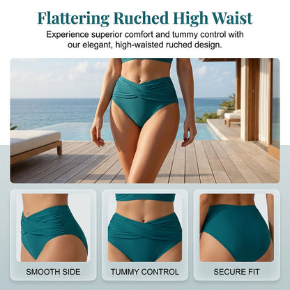 🌸BEGRENZTE ZEIT 50% RABATT!⏰ Damen Hochgeschnittenes Gerafftes Bikini-Set