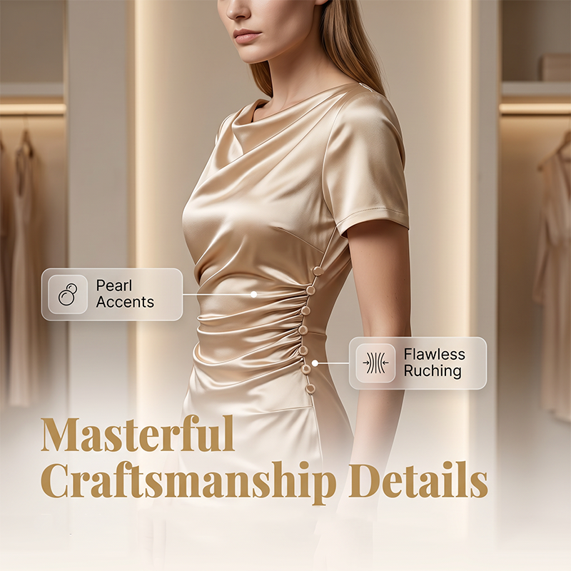 Damen Elegantes Satin Gerafftes Bodycon-Kleid 💎 Schlüpfen Sie in seidenweiches Selbstvertrauen – Gerafft zum Schmeicheln, Geschnitten zum Beeindrucken ✨