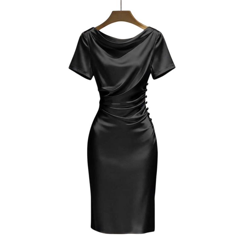 Damen Elegantes Satin Gerafftes Bodycon-Kleid 💎 Schlüpfen Sie in seidenweiches Selbstvertrauen – Gerafft zum Schmeicheln, Geschnitten zum Beeindrucken ✨