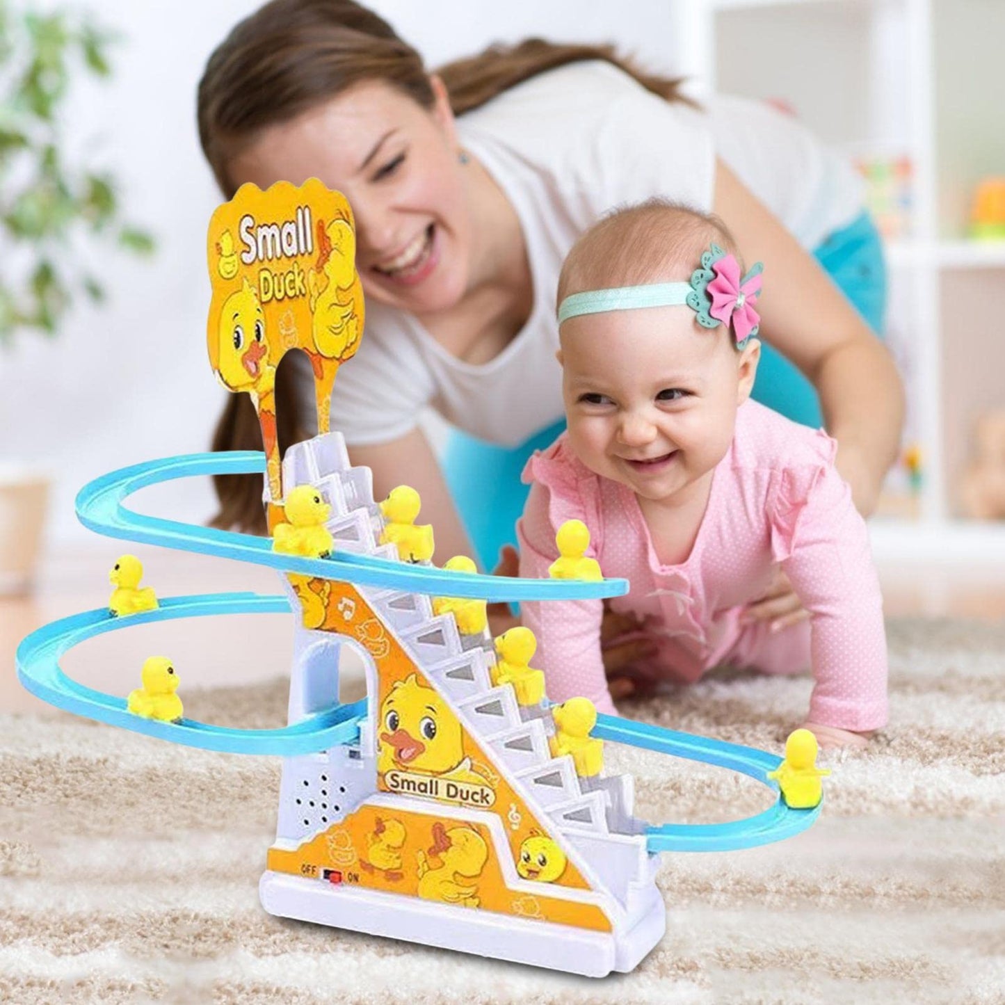 🦆 50% RABATT! 🧸 Kleines Entchen, das die Treppe hochläuft – Elektrisch, bunte Farben & lustige Musik – Perfekt zur Unterhaltung & Förderung deines Babys 🎶