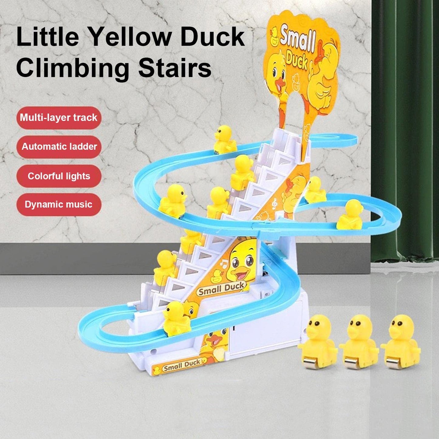 🦆 50% RABATT! 🧸 Kleines Entchen, das die Treppe hochläuft – Elektrisch, bunte Farben & lustige Musik – Perfekt zur Unterhaltung & Förderung deines Babys 🎶
