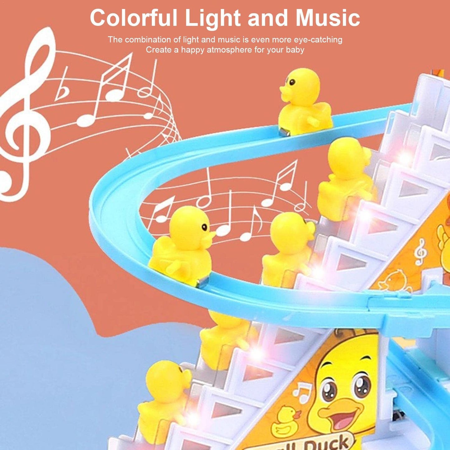 🦆 50% RABATT! 🧸 Kleines Entchen, das die Treppe hochläuft – Elektrisch, bunte Farben & lustige Musik – Perfekt zur Unterhaltung & Förderung deines Babys 🎶