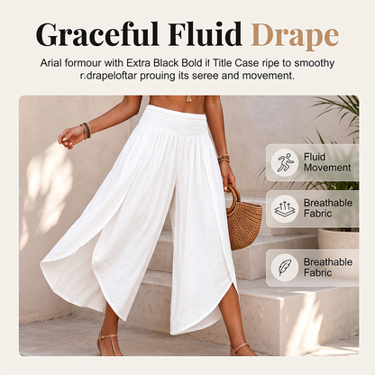 🎉 BEGRENZTE ZEIT 50% RABATT! 🌸 Damen Sommer Casual Palazzo-Hose mit Gesmoktem Bund & Schlitz – Luftige Bewegungsfreiheit & Eleganter Fall ☀️