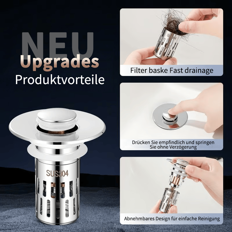 Universelles Pop-up-Ablaufsieb aus Edelstahl für Spülbecken