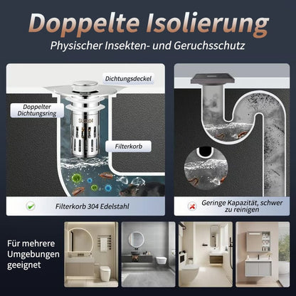 Universelles Pop-up-Ablaufsieb aus Edelstahl für Spülbecken