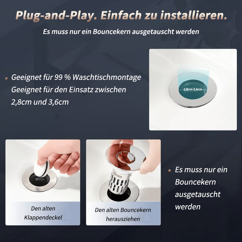 Universelles Pop-up-Ablaufsieb aus Edelstahl für Spülbecken