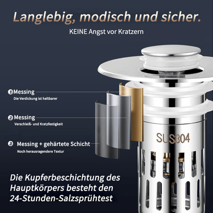 Universelles Pop-up-Ablaufsieb aus Edelstahl für Spülbecken