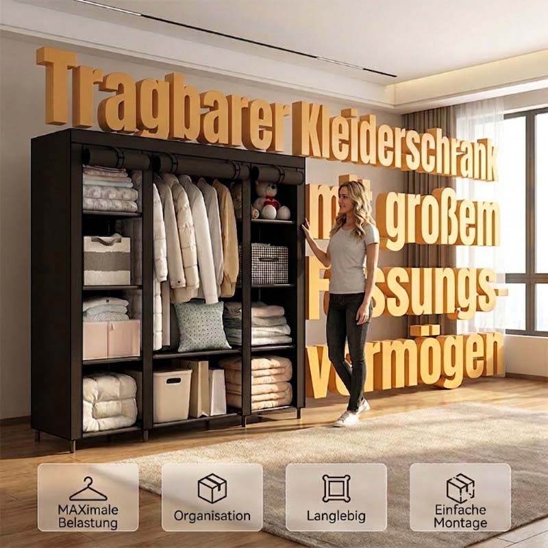 👔 50% RABATT! 🏠 Kleiderschrank aus Vliesstoff – Einfache Montage, leicht & vielseitig – Perfekt für zusätzlichen Stauraum in jedem Raum ✨