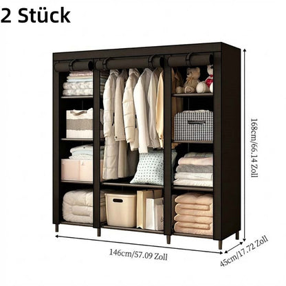 👔 50% RABATT! 🏠 Kleiderschrank aus Vliesstoff – Einfache Montage, leicht & vielseitig – Perfekt für zusätzlichen Stauraum in jedem Raum ✨