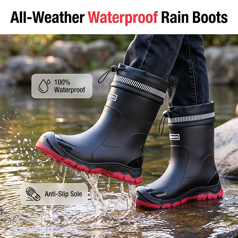 ⏳Nur für kurze Zeit 50% Rabatt⏰ Unisex Halbschaft Wasserdichte Regenstiefel 🌧️👢