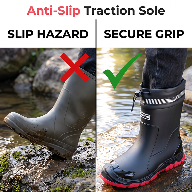 ⏳Nur für kurze Zeit 50% Rabatt⏰ Unisex Halbschaft Wasserdichte Regenstiefel 🌧️👢