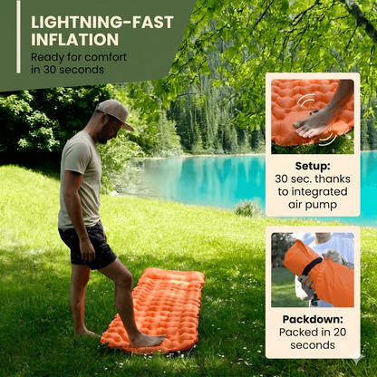 🌞 Jetzt 50% sparen! 💤 Luxus Ultraleichtes Schlafpad – Mit integrierter Fußpumpe – 7,5 cm dick & koppelbar – Perfekt für Camping, Wandern & Strand – Wasserdicht & kompakt