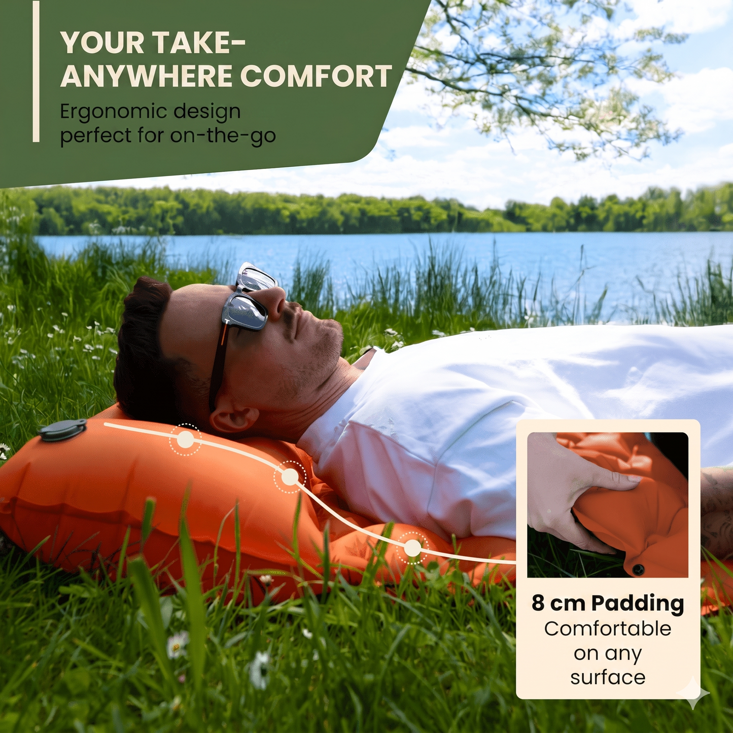 🌞 Jetzt 50% sparen! 💤 Luxus Ultraleichtes Schlafpad – Mit integrierter Fußpumpe – 7,5 cm dick & koppelbar – Perfekt für Camping, Wandern & Strand – Wasserdicht & kompakt