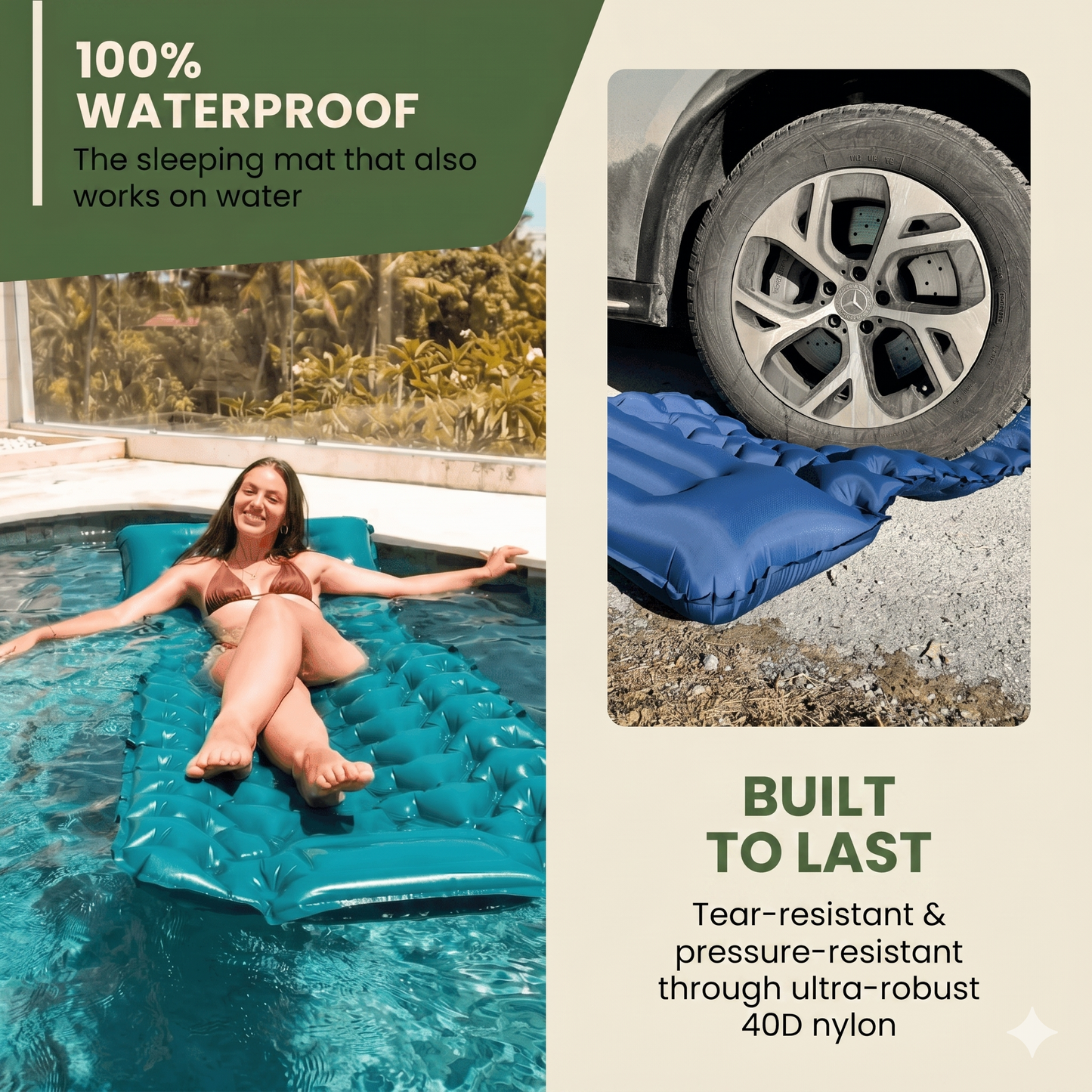 🌞 Jetzt 50% sparen! 💤 Luxus Ultraleichtes Schlafpad – Mit integrierter Fußpumpe – 7,5 cm dick & koppelbar – Perfekt für Camping, Wandern & Strand – Wasserdicht & kompakt