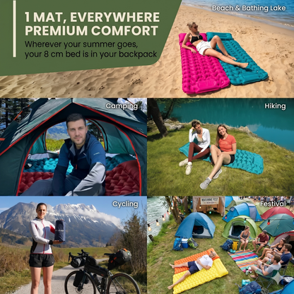 🌞 Jetzt 50% sparen! 💤 Luxus Ultraleichtes Schlafpad – Mit integrierter Fußpumpe – 7,5 cm dick & koppelbar – Perfekt für Camping, Wandern & Strand – Wasserdicht & kompakt