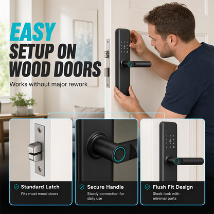 🛍️ 50 % Rabatt – Intelligentes Türschloss mit Fingerabdruck & Code – einfache Montage ohne Bohrwechsel – ideal für Mietwohnungen, Apartments & Hotels 🔑